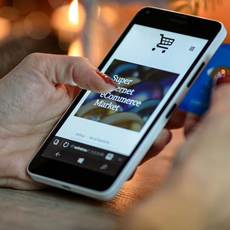 Shopper browsing an online store on a smartphone